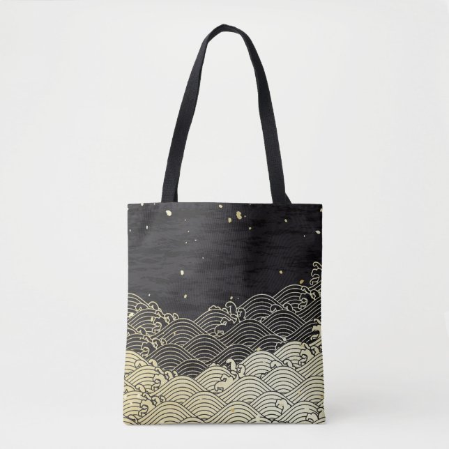 Golden wave, paper-like texture. tote bag (Front)