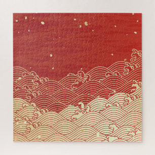 Golden Wave Paper Texture Pattern Jigsaw Puzzle