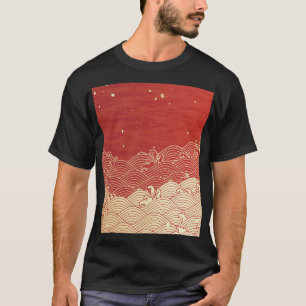 Golden Wave Paper Texture Pattern T-Shirt