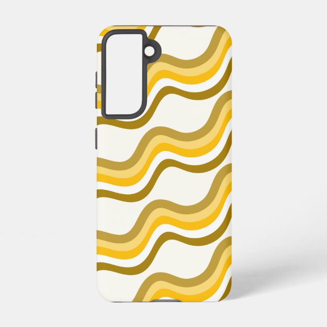 Golden Waves Pattern Samsung Galaxy S21 Case (Back)