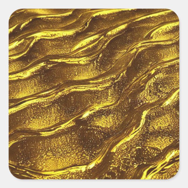 Golden waves square sticker (Front)