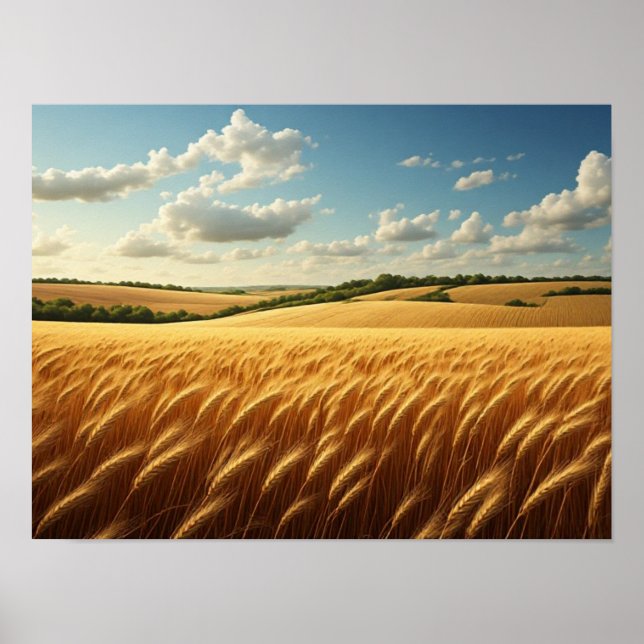 Golden Waves Under a Summer Sky Poster (Front)