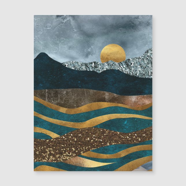Golden Waves Under Moonlit Mountains (Front)