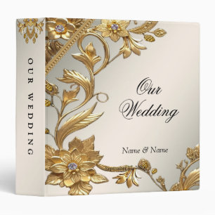 Golden Wavy Leaves Floral Album Binder