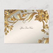Golden Wavy Leaves Floral Postcard
