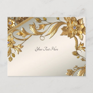 Golden Wavy Leaves Floral Postcard