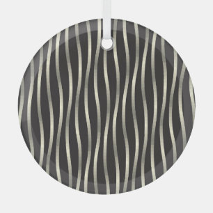 Golden wavy stripes, luxury texture glass ornament