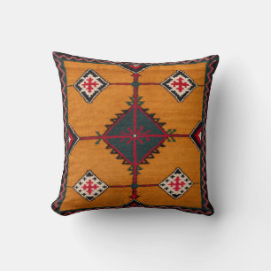 Golden Weaves" Turkish Kilim Pillows: Decorative Throw Pillow