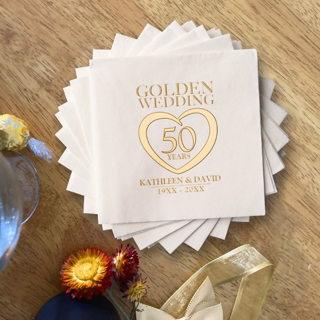 Golden wedding 50 years custom anniversary foil napkins (Creator Uploaded)