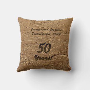 Golden Wedding 50th Anniversary, Name, Square Throw Pillow