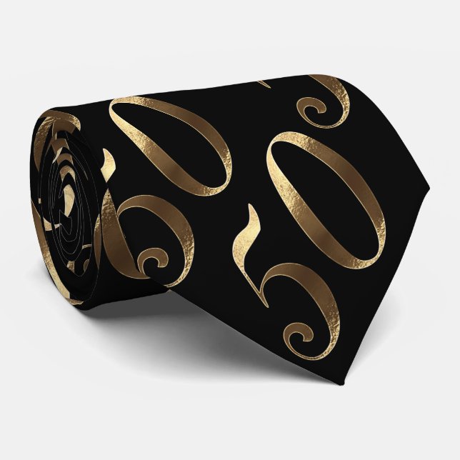 Golden Wedding 50th Birthday Anniversary Neck Tie (Rolled)