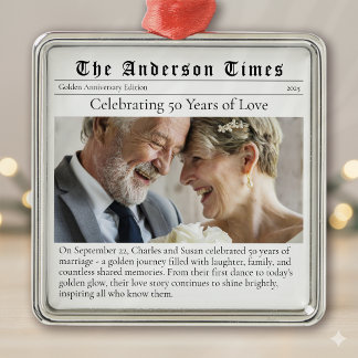Golden Wedding Anniversary 50 Years Married Photo Metal Ornament