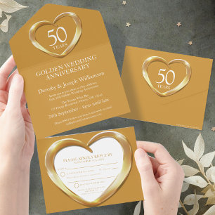 Golden wedding anniversary 50 years party event all in one invitation