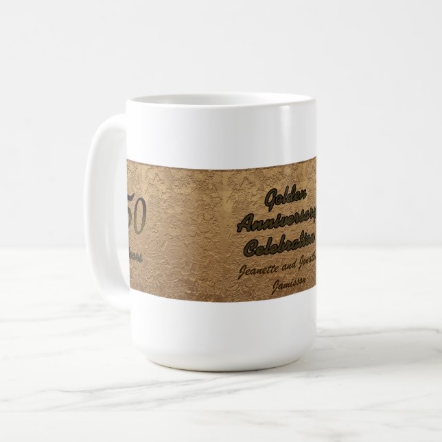 Golden Wedding Anniversary, 50th, Name, Coffee Mug (Front Left)