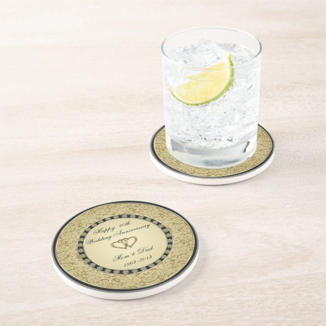 Golden Wedding Anniversary Coaster (Side)