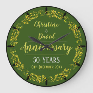 Golden Wedding Anniversary Commemorative Large Clock