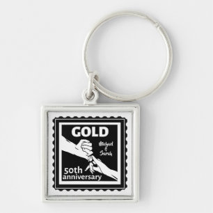 Golden wedding anniversary holding hands 50th keychain
