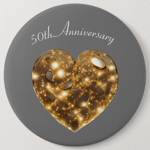 Golden Wedding Anniversary Invitation 6 Inch Round Button