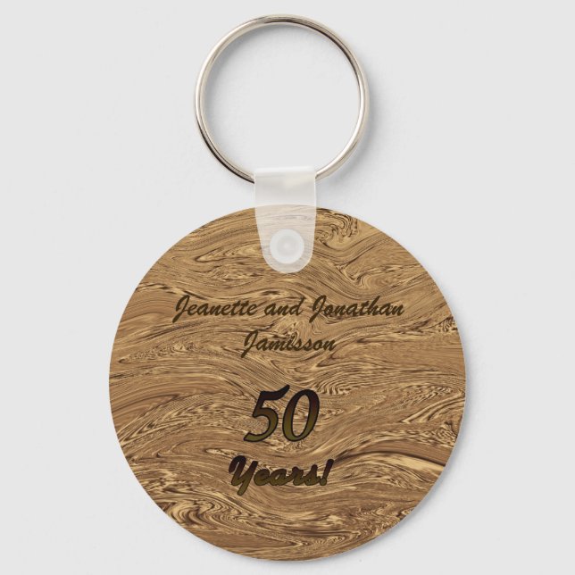 Golden Wedding Anniversary Key Chain Liquid Gold (Front)