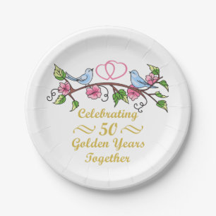 Golden Wedding Anniversary Paper Plate