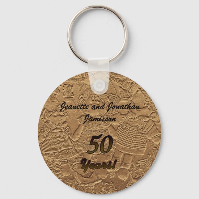 Golden Wedding Anniversary Party Favour Key Chain (Front)