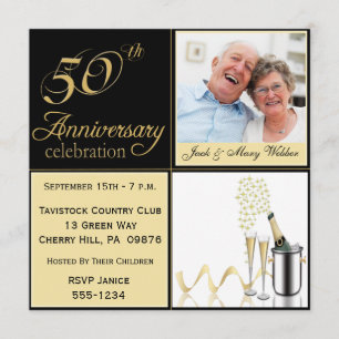 Golden Wedding Anniversary Party Invitations