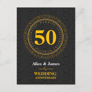 Golden “wedding anniversary” personalized postcard