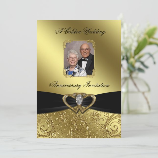 Golden Wedding Anniversary Photo Invitation (Standing Front)