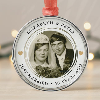 Golden Wedding Anniversary Photo Metal Ornament