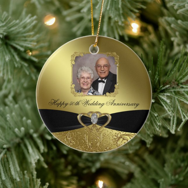 Golden Wedding Anniversary Photo Ornament (Tree)