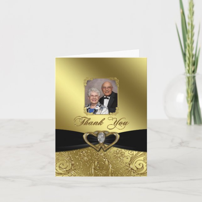 Golden Wedding Anniversary Photo Thank You (Front)