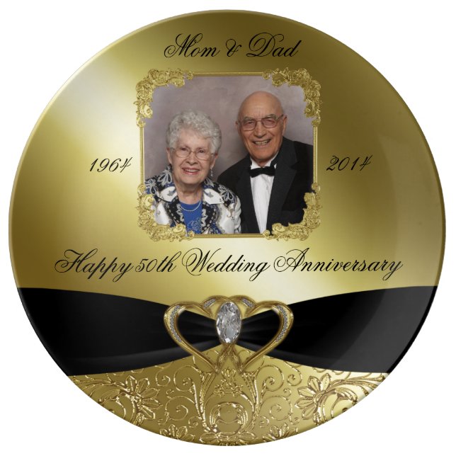 Golden Wedding Anniversary Porcelain Plate (Front)