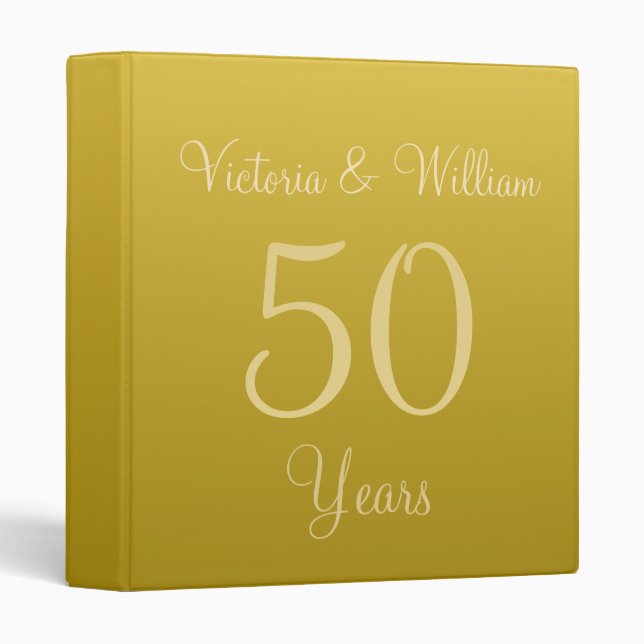 Golden Wedding Anniversary Scrapbook Binder Gift (Front/Spine)