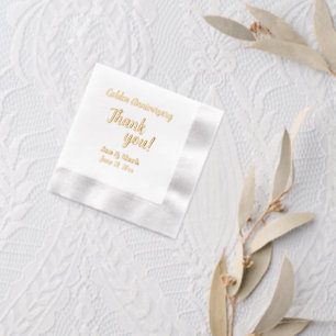 Golden Wedding Anniversary Stylized Thank You Foil Napkins