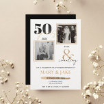 Golden Wedding Anniversary Then & Now 50 years Invitation<br><div class="desc">Celebrate your love story with a beautiful golden wedding anniversary invitation. This invitation features a timeless and elegant design with the slogan "50 Years and Counting" printed prominently. Showcasing two images, one from 50 years ago and one from the present day, this invitation is the perfect way to reminisce on...</div>