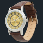 Golden Wedding Anniversary Watch<br><div class="desc">A Digitalbcon Images Design featuring a gold and black colour theme with a variety of custom images, shapes, patterns, styles and fonts in this one-of-a-kind "50th Wedding Anniversary" Watch. This elegant and attractive design comes with a 50th Wedding Anniversary Greeting and Bold Black Watch face numbers to mark the hour...</div>