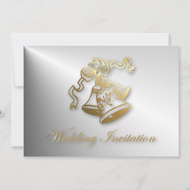 Golden Wedding Bells Wedding Invitation (Front)