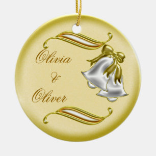 Golden Wedding Ceramic Ornament