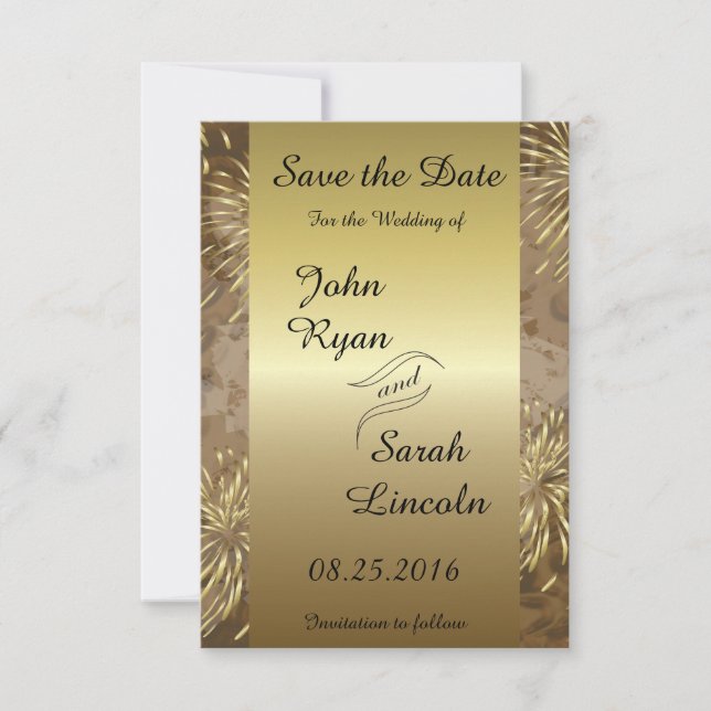Golden Wedding Fireworks Save The Date (Front)