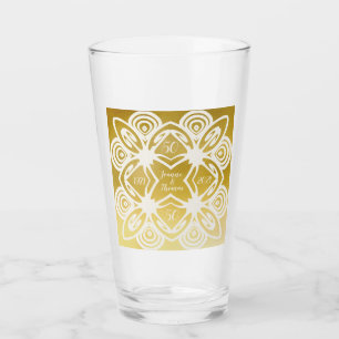 Golden Wedding Personalized Art Deco Ornamental Glass