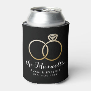 Golden Wedding Rings Favour Can Cooler