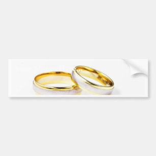 Golden Wedding Rings On White Background Bumper Sticker