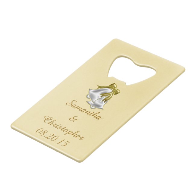 Golden Wedding Wallet Bottle Opener (Front Angled)