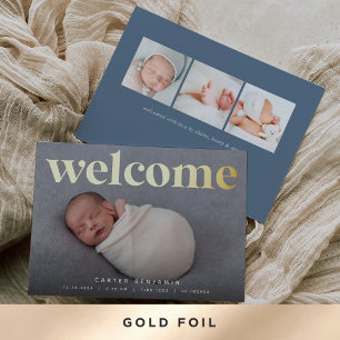 Golden Welcome Foil Birth Announcement
