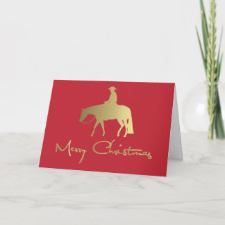 Golden Western Pleasure Horse Red Christmas Holiday Card