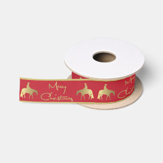 Golden Western Pleasure Horse Red Christmas Satin Ribbon