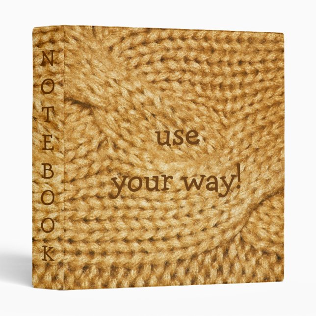 Golden Wheat Cable Knit PRINT Notebook Binder (Front/Spine)