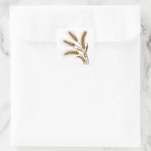Golden Wheat Ears Square Sticker