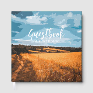Golden Wheat Field Sunlit Rustic Country Summer Guest Book