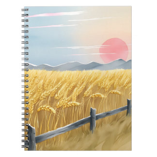 Golden Wheat Field Sunset Notebook